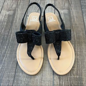 Material Girl black sparkly bow sandals 8M New with box